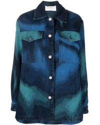 Alberta Ferretti - Abstract-Print Long-Sleeve Denim Jacket - Lyst