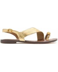 Sam Edelman - Sandales Plates Grace En Cuir Métallisé - Lyst
