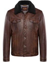 Moorer - Shearling-Collar Leather Jacket - Lyst