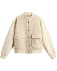 Woolrich - Fleece Button-Fastening Bomber Jacket - Lyst
