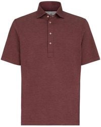Brunello Cucinelli - Virgin Wool, Silk And Cotton Piqué Polo Shirt With Spread Collar - Lyst