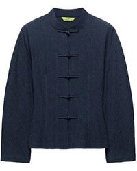 Shanghai Tang - Frog-Fastening Seersucker Blouse - Lyst