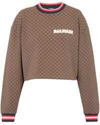 Balmain - Logo-embroidered Cotton-blend Sweatshirt - Lyst