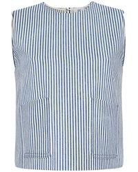 Adam Lippes - Ludlow Striped Sleeveless Blouse - Lyst