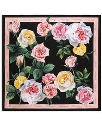 Dolce & Gabbana - Rose And Peony- Silk Twill Foulard (90X90) - Lyst
