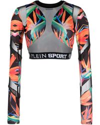 Philipp Plein - Botanical-Print Long-Sleeve Compression Top - Lyst