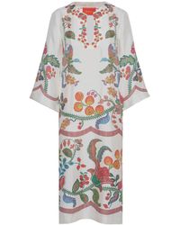 La DoubleJ - The Kaftan Printed Silk-twill Midi Dress - Lyst