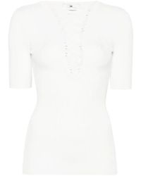 Elisabetta Franchi - Top With Lace-Up Detail - Lyst