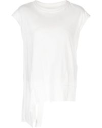 Yohji Yamamoto - T-shirt Met Asymmetrische Afwerking - Lyst