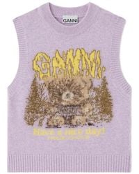 Ganni - Vest With Forest Teddy - Lyst