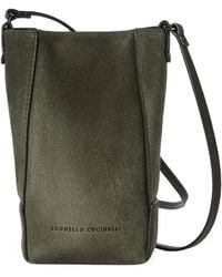 Brunello Cucinelli - Étui Pour Smartphone Duo En Daim Avec Monili - Lyst