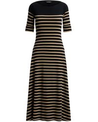 Ralph Lauren - Geribbelde Midi-Jurk Met Bretonse Streep - Lyst