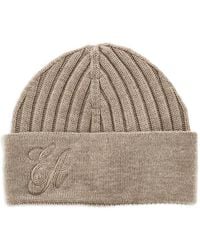 Emporio Armani - Embroidered Ribbed Beanie Hat - Lyst
