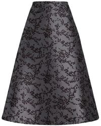 Alberta Ferretti - Floral-Print A-Line Midi Skirt - Lyst