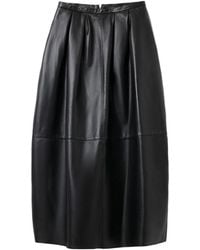 House of Dagmar - Curved Leather Midi Skirt - Lyst