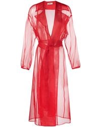Herno - Sheer Belted Silk Coat - Lyst