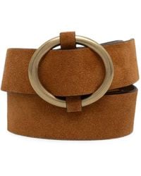 Sessun - Round-Buckle Suede Belt - Lyst