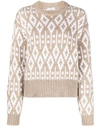 Brunello Cucinelli - Crew Neck Printed Cashmere Jumper - Lyst