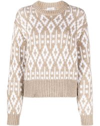 Brunello Cucinelli - Pull Imprimé En Cachemire À Col Rond - Lyst