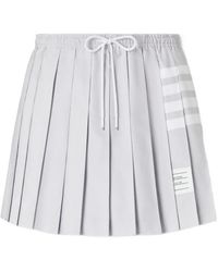 Thom Browne - Jupe Plissée À Lien De Resserrage Et Détail 4 Bandes Signature - Lyst