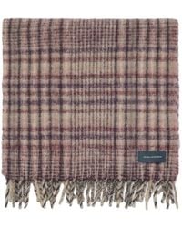 Piquadro - Check-Pattern Fringed Scarf - Lyst