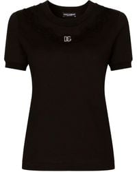 Dolce & Gabbana - Lace-trim Short-sleeve T-shirt - Lyst