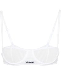 Miu Miu - Ribbed Knit Denim Bra - Lyst