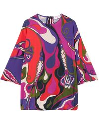 PUCCI - Top Met Trekkoord En Orchidee-Print - Lyst