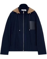 Loewe - Hooded Leather-Patch Jacket - Lyst