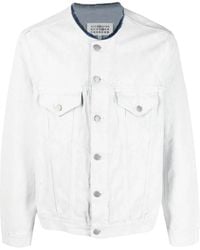 Maison Margiela - Collarless Denim Jacket - Lyst