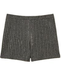 Twinset - Wool Blend Knit Shorts With Rhinestones - Lyst