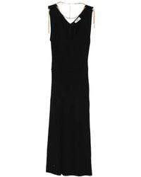 Elisabetta Franchi - Robe Mi-Longue Nervurée À Col V - Lyst