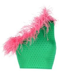 Chiara Ferragni - Feather-Trim Cropped Top - Lyst