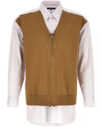 Comme des Garçons - Chemise À Rayures Et Gilet Sans Manches Superposé - Lyst