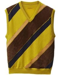 Versace - Intarsia-Wool & Leather Patchwork Vest - Lyst