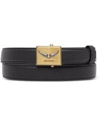 Zadig & Voltaire - Logo-Plaque Pebbled-Leather Belt - Lyst