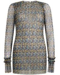 Philosophy Di Lorenzo Serafini - Floral-Print Frilled-Sleeve Blouse - Lyst