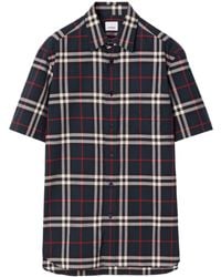 Burberry - Checked Short-sleeve Cotton Shirt - Lyst