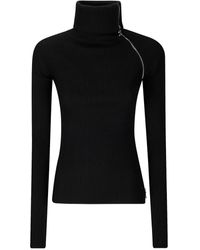 Sportmax - Pull En Maille Côtelée À Détail De Zip - Lyst
