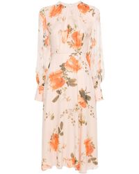 Erdem - Floral-Print Silk Midi Dress - Lyst