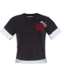 Monse - Tulle-Overlay Floral-Motif T-Shirt - Lyst