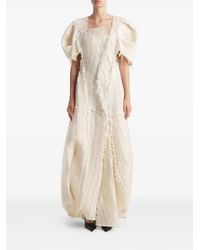 KHAITE - Quintin Fringed Puff-Sleeve Maxi Dress - Lyst