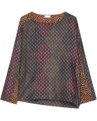 Dries Van Noten - Zijden Top Met Contrasterende Print - Lyst