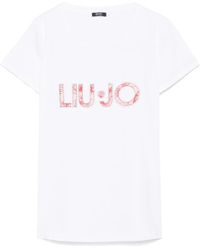 Liu Jo - Crystal-Embellished T-Shirt - Lyst