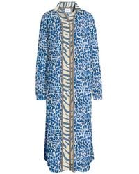 MC2 Saint Barth - Animal Print Long-Sleeved Shirt Dress - Lyst