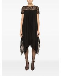 Nissa - Lace-Panel Pleated Midi Dress - Lyst