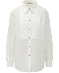 Alberta Ferretti - Pleated-Bib Shirt - Lyst