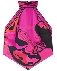 PUCCI - Orchidee-Print Silk Top - Lyst