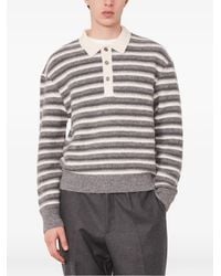 Officine Generale - Patchi Striped Polo-Collar Sweater - Lyst