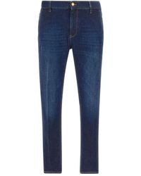 PT Torino - Jeans Met Vier Zakken En Leren Patch - Lyst